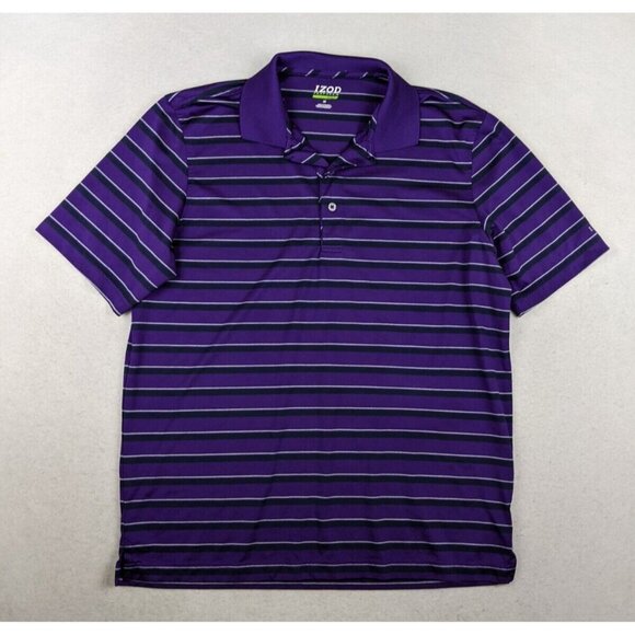 IZOD PERFORMANCE GOLF - MEN'S PURPLE STRIPED POLO SHIRT - SIZE M - Picture 2 of 7